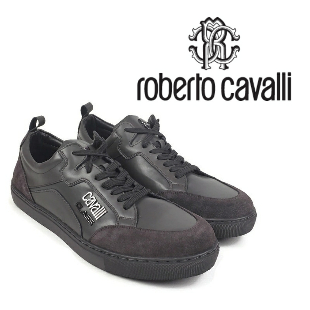 Roberto Cavalli Class Leather And Suede Sneaker